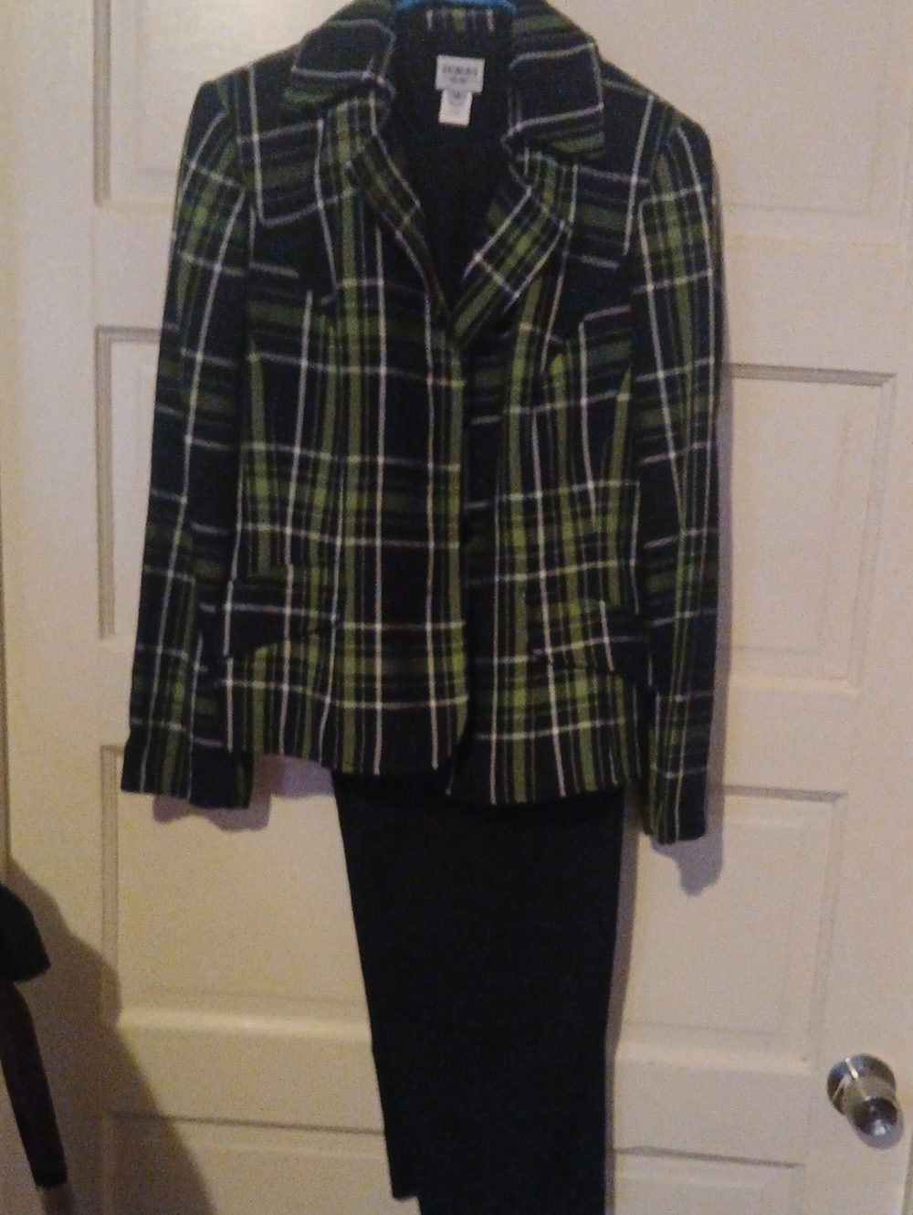 Plaid Green & Black Women's Blazer Jacket